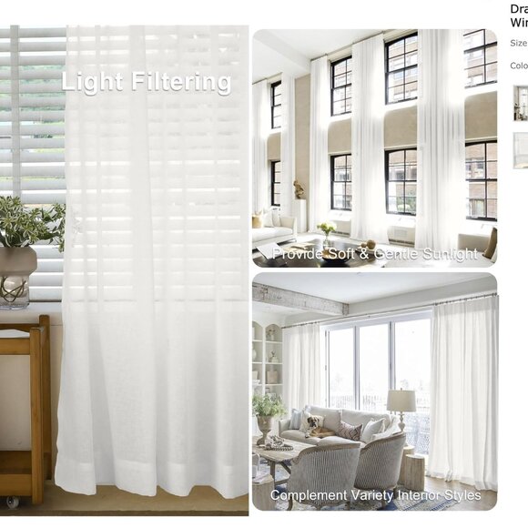 Macochico Extra Long Linen Sheer Curtains - Picture 7 of 7